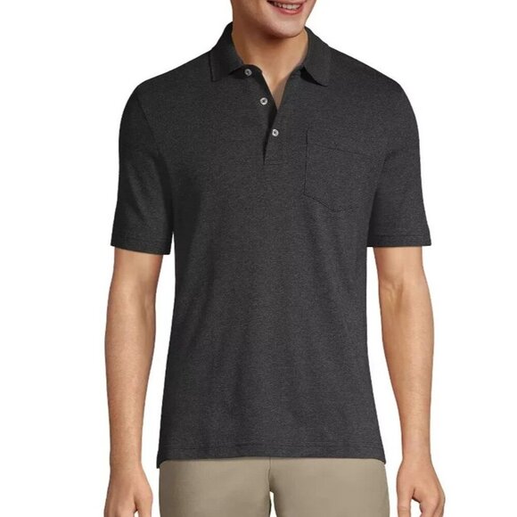 NWOT Lands' End Men's 2XLT Charcoal Gray Polo Shirt Traditional Fit Short Sleeve - Picture 1 of 8